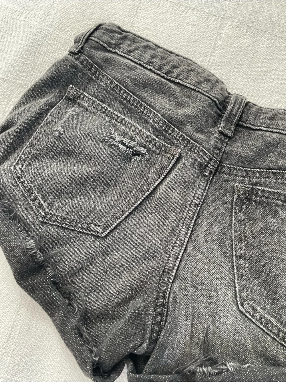 Free People Faded Black Distressed Denim Shorts